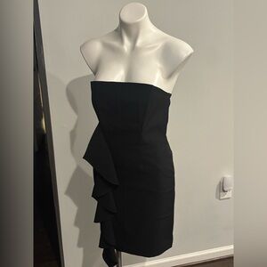 JAY GODFREY Black Strapless Dress with Cascading Ruffles